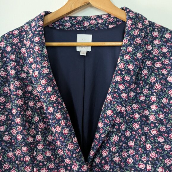 Lauren Conrad Blazer Women's Large Blue Pink Floral Roses Fitted One-Button LC - Picture 10 of 16